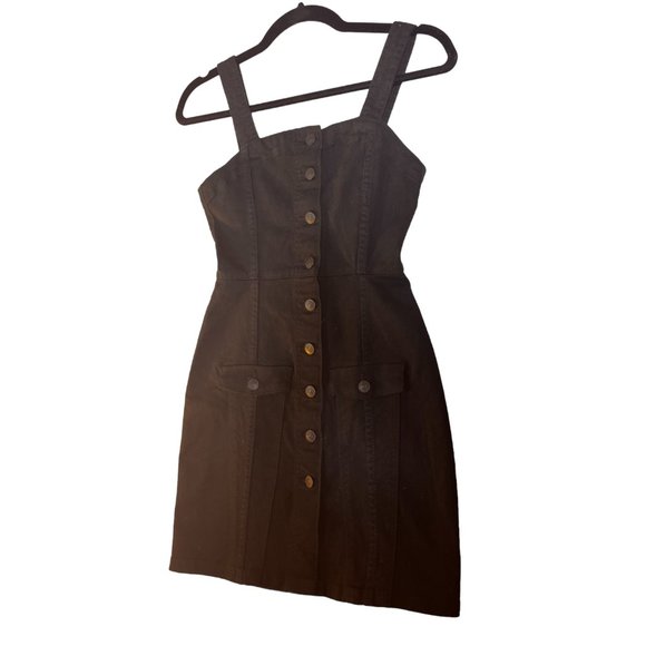 NWOT Divided H&M XXS Black Denim Button Up Short Sheath Dress Stretch & Fitted - Picture 1 of 11